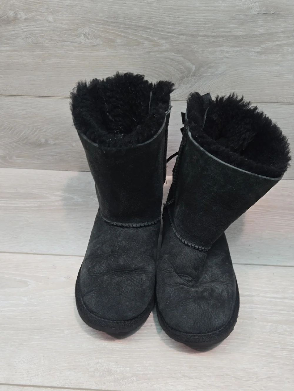 Ugg Australia Big Girl Black Shearling Lined Suede Winter Boots Shoes Sz 3